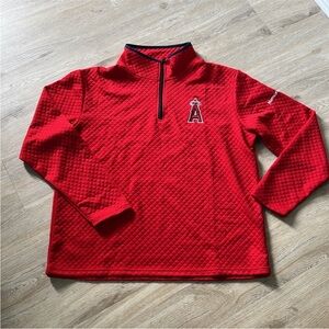 Los Angeles Angels Red Quarter-Quilted Zip Pullover with Logo